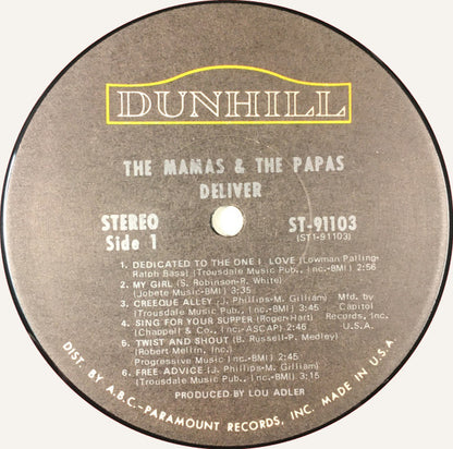 The Mamas & The Papas : Deliver (LP, Album, Club, Jac)