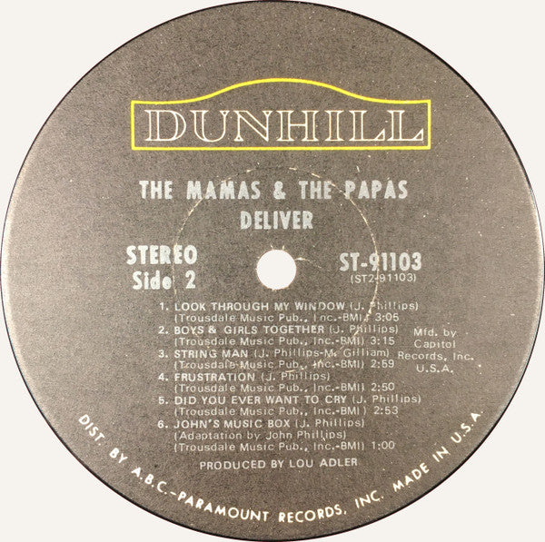 The Mamas & The Papas : Deliver (LP, Album, Club, Jac)