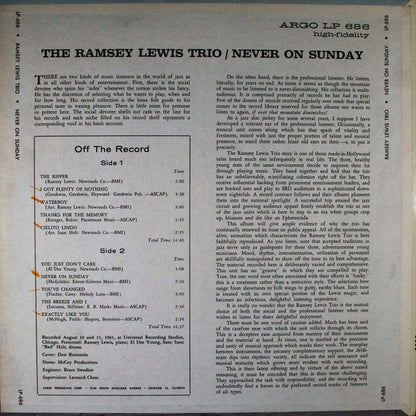 The Ramsey Lewis Trio : Never On Sunday (LP, Album)