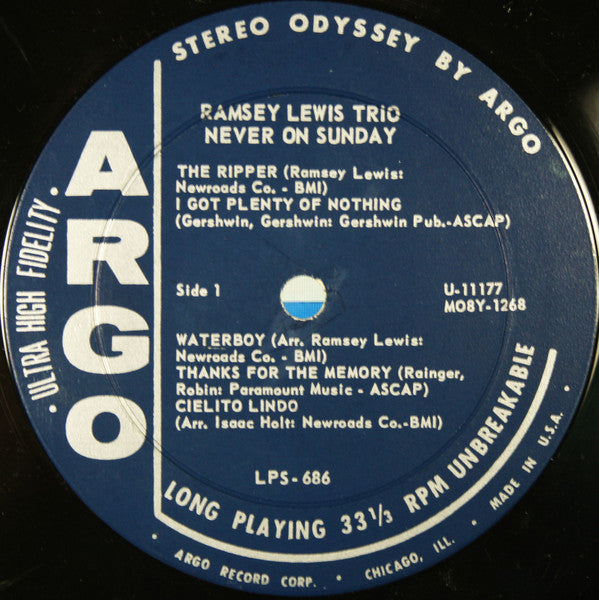 The Ramsey Lewis Trio : Never On Sunday (LP, Album)
