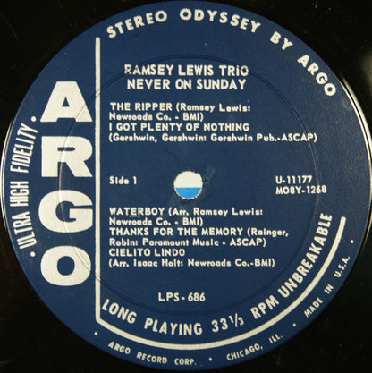 The Ramsey Lewis Trio : Never On Sunday (LP, Album)