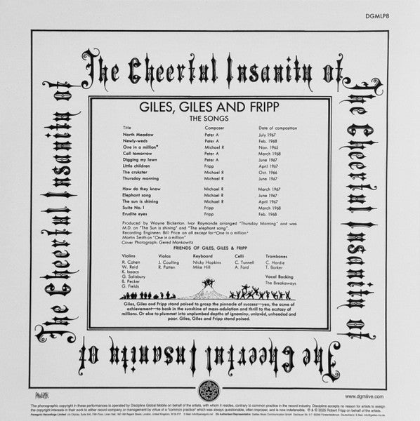 Giles, Giles And Fripp : The Cheerful Insanity Of Giles, Giles And Fripp (The Songs) (LP, Album, RE, RM, 200)