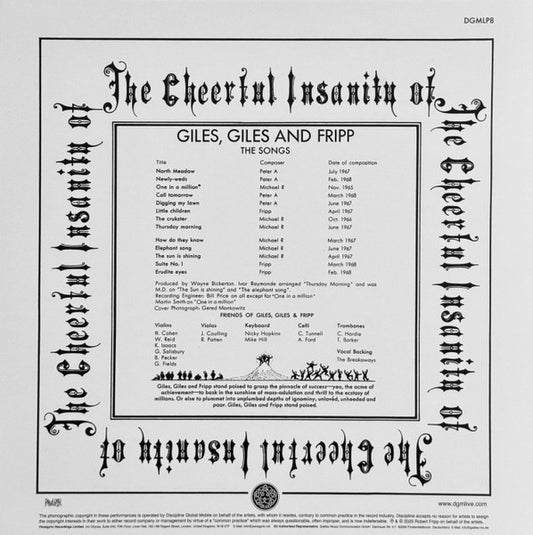 Giles, Giles And Fripp : The Cheerful Insanity Of Giles, Giles And Fripp (The Songs) (LP, Album, RE, RM, 200)