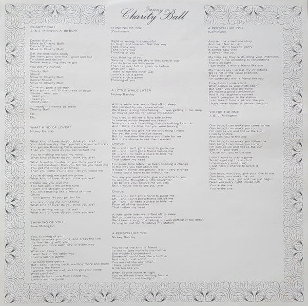 Fanny (2) : Charity Ball (LP, Album, Promo)