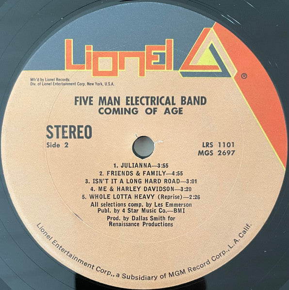 Five Man Electrical Band : Coming Of Age (LP, Album, Gat)