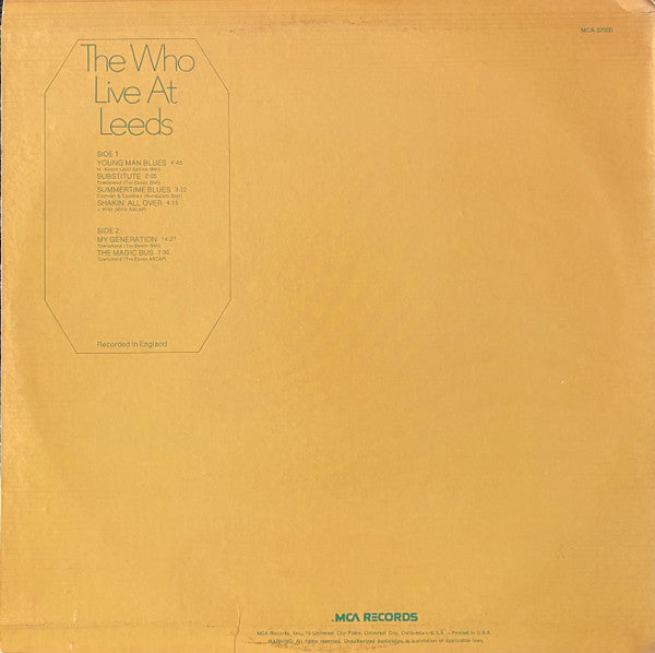 The Who : Live At Leeds (LP, Album, RE)