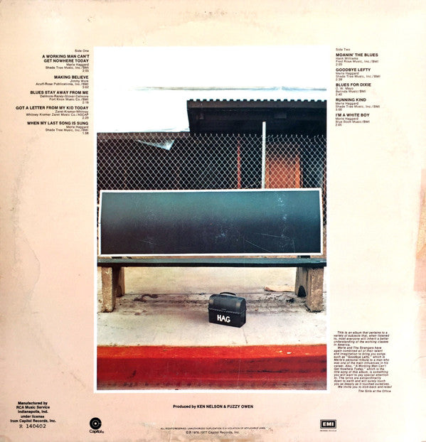 Merle Haggard And The Strangers (5) : A Working Man Can't Get Nowhere Today (LP, Album, Club, Ind)
