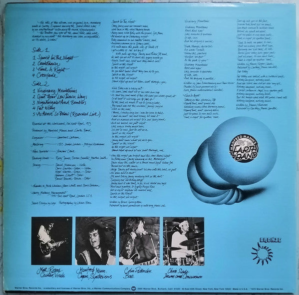 Manfred Mann's Earth Band : Nightingales & Bombers (LP, Album, RE)