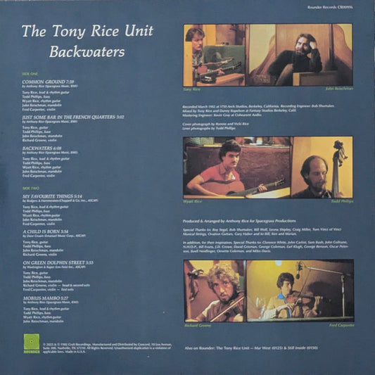 The Tony Rice Unit : Backwaters (LP, Album, RE)