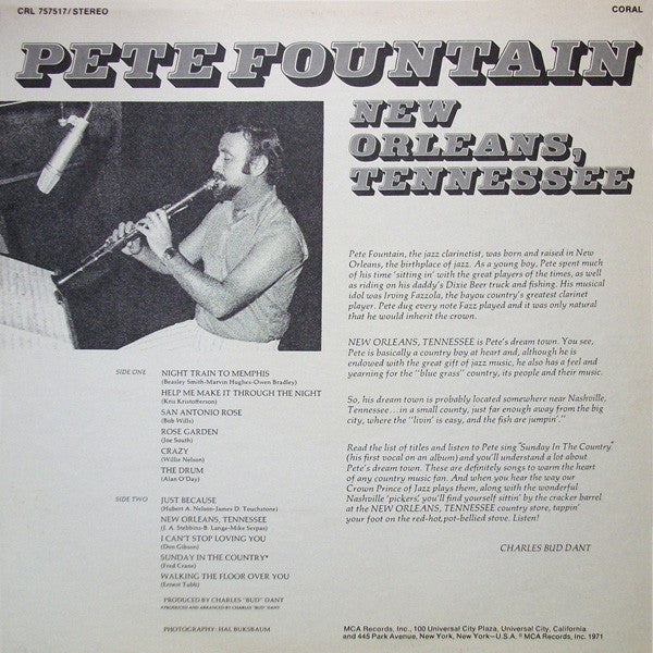 Pete Fountain : New Orleans, Tennessee (LP, Album, Uni)