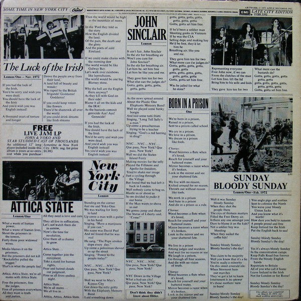 John & Yoko* / Plastic Ono Band* With Elephant's Memory* And Invisible Strings : Some Time In New York City (2xLP, Album, RE, Win)