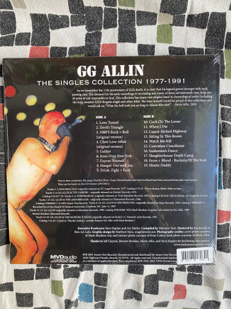 GG Allin : Expose Yourself - The Singles Collection 1977-1991 (LP, Comp, RE, Ora)