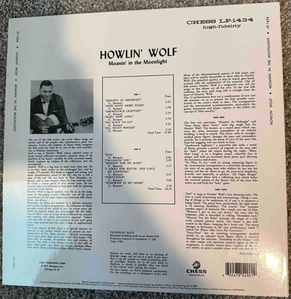 Howlin' Wolf : Moanin' In The Moonlight (LP, Album, Mono, RE, RM, 180)