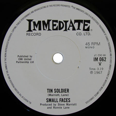 Small Faces : Tin Soldier b/w I Feel Much Better (7", RSD, Single, Mono, Ltd, RE, RM)