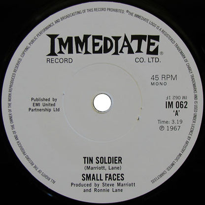Small Faces : Tin Soldier b/w I Feel Much Better (7", RSD, Single, Mono, Ltd, RE, RM)