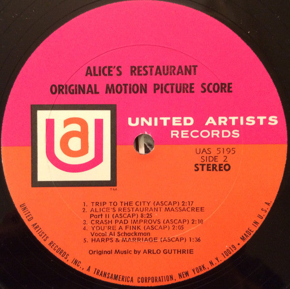 Arlo Guthrie, Garry Sherman : Alice's Restaurant (Original Motion Picture Score) (LP, Album, Var)