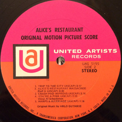 Arlo Guthrie, Garry Sherman : Alice's Restaurant (Original Motion Picture Score) (LP, Album, Var)