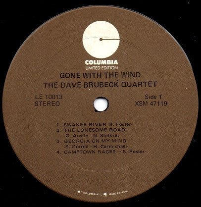 The Dave Brubeck Quartet : Gone With The Wind (LP, Album, RE)