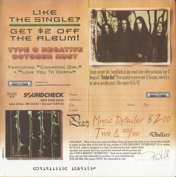 Type O Negative : Cinnamon Girl (CD, Maxi)