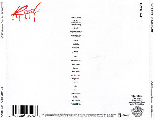 Playboi Carti : Whole Lotta Red (CD, Album, Ltd, RE, S/Edition)