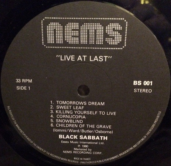 Black Sabbath : Live At Last (LP, Album)