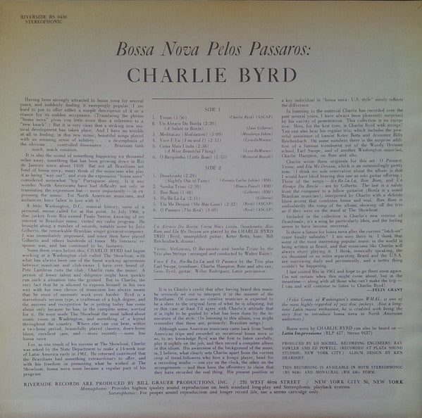 Charlie Byrd : Bossa Nova Pelos Passaros (LP, Album, MGM)