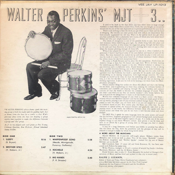 Walter Perkins' MJT+3* : Walter Perkins' MJT+3 (LP, Album, Mono)
