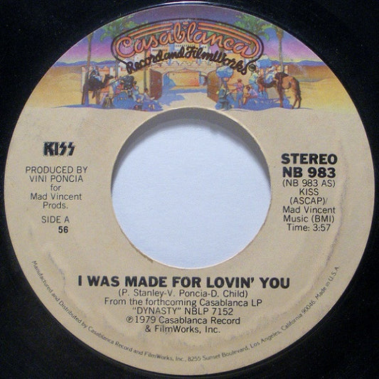 Kiss : I Was Made For Lovin' You (7", Single, Styrene, 56 )