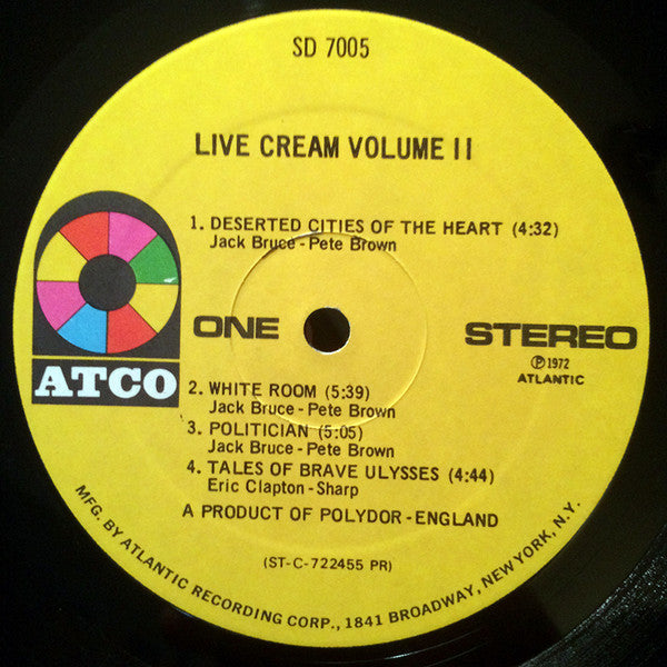 Cream (2) : Live Cream Volume II (LP, Album, PR)