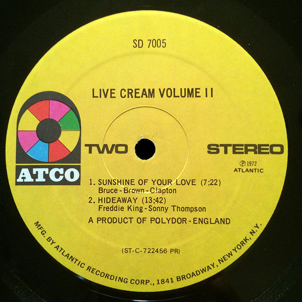 Cream (2) : Live Cream Volume II (LP, Album, PR)