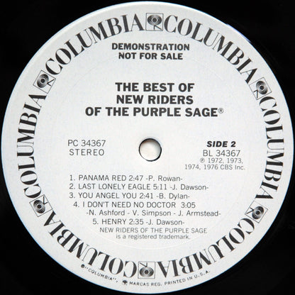 New Riders Of The Purple Sage : The Best Of New Riders Of The Purple Sage (LP, Comp, Promo)