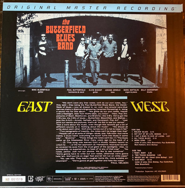 The Butterfield Blues Band* : East-West (LP, Album, Mono, Num, RE, RM, S/Edition, 180)