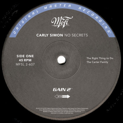 Carly Simon : No Secrets (LP, Album, Ltd, Num, RE, RM, Gat)