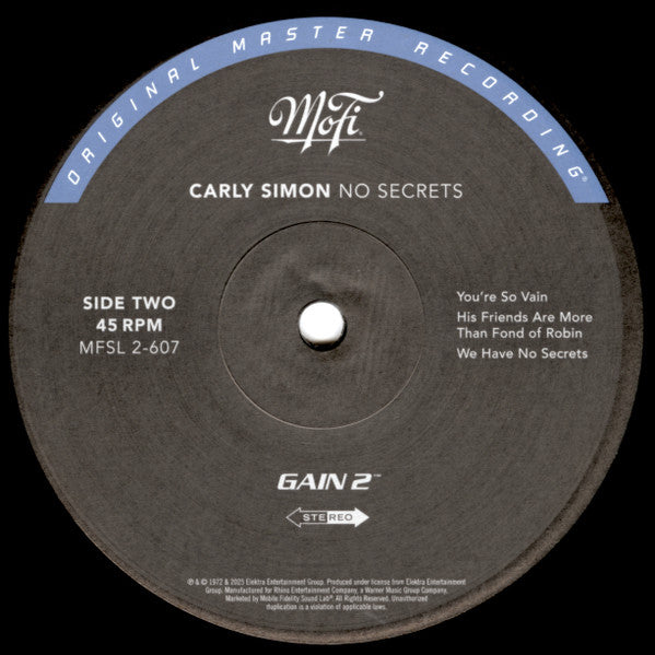 Carly Simon : No Secrets (LP, Album, Ltd, Num, RE, RM, Gat)