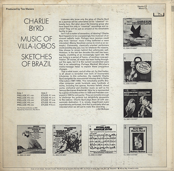 Charlie Byrd, Villa-Lobos* : Sketches Of Brazil  (Music Of Villa-Lobos) (LP, Album, San)