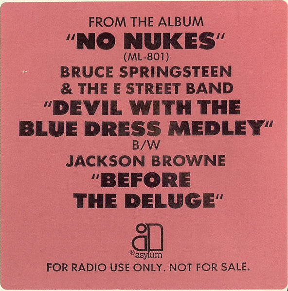 Bruce Springsteen & The E Street Band* / Jackson Browne : Devil With The Blue Dress Medley / Before The Deluge (12", Promo)