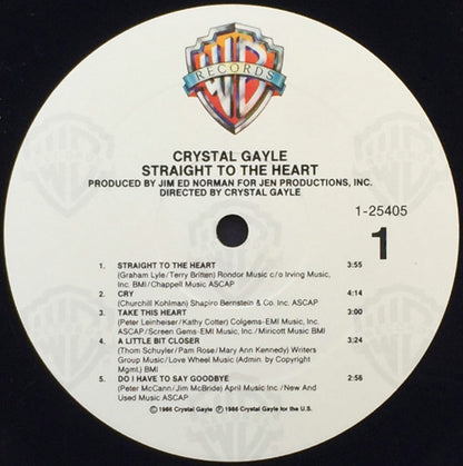 Crystal Gayle : Straight To The Heart (LP, Album, SRC)