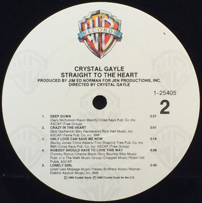 Crystal Gayle : Straight To The Heart (LP, Album, SRC)