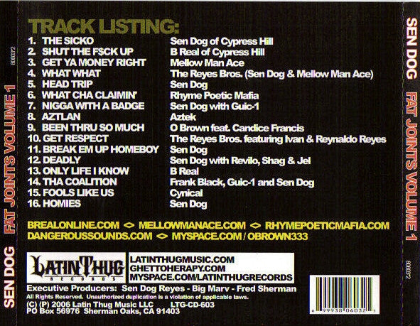 Sen Dog : Fat Joints Volume 1 (CD, Album, RE)
