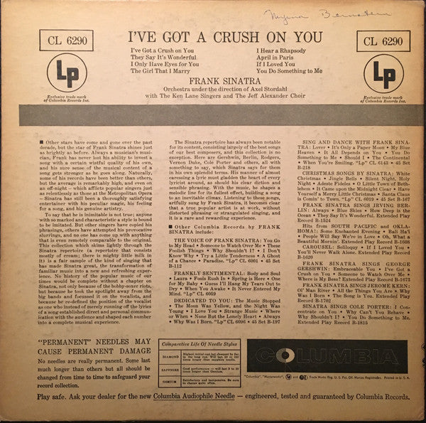 Frank Sinatra : I've Got A Crush On You (10", Comp)