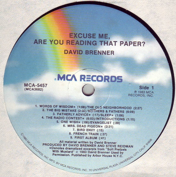 David Brenner (2) : Excuse Me, Are You Reading That Paper? (LP)
