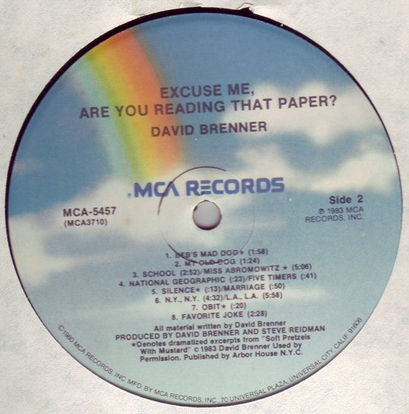 David Brenner (2) : Excuse Me, Are You Reading That Paper? (LP)