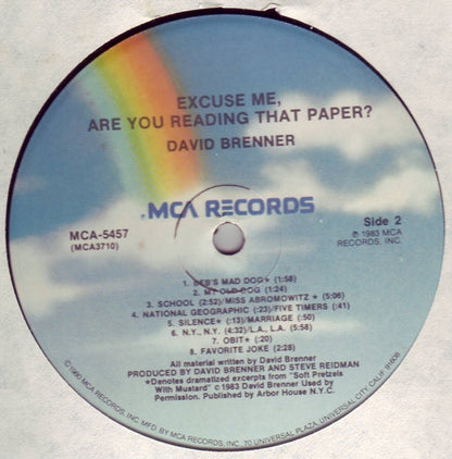 David Brenner (2) : Excuse Me, Are You Reading That Paper? (LP)