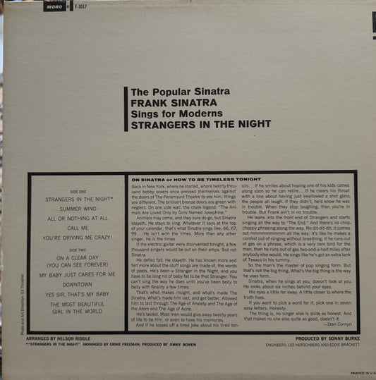 Frank Sinatra : Strangers In The Night (LP, Album, Mono)