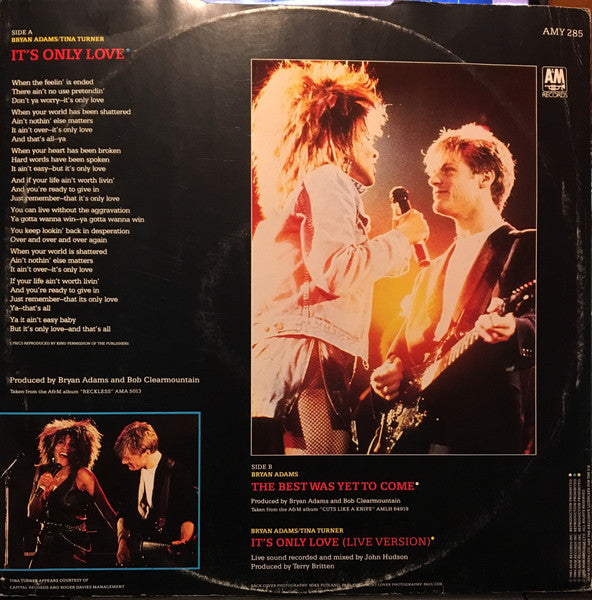 Bryan Adams / Tina Turner : It's Only Love (12", Single)