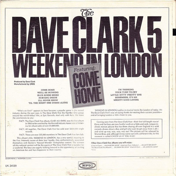 The Dave Clark 5* : Weekend In London (LP, Album, Mono)