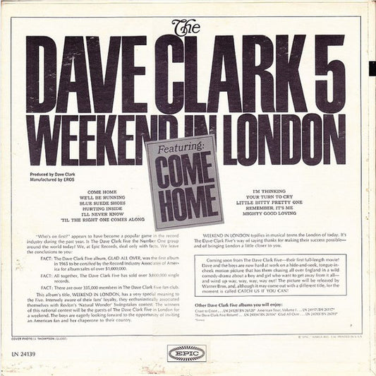 The Dave Clark 5* : Weekend In London (LP, Album, Mono)