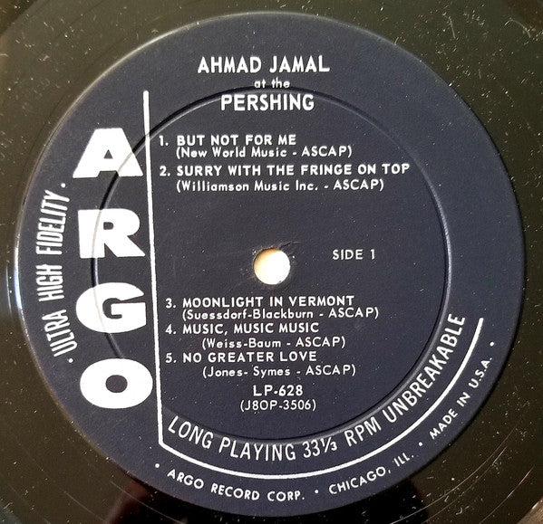 Ahmad Jamal Trio : Ahmad Jamal At The Pershing (LP, Album, Mono, Bla)