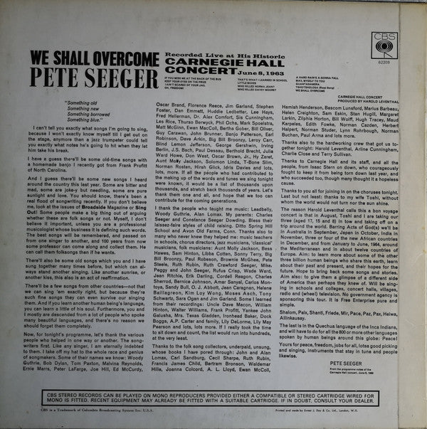 Pete Seeger : We Shall Overcome (LP, Album, RE)