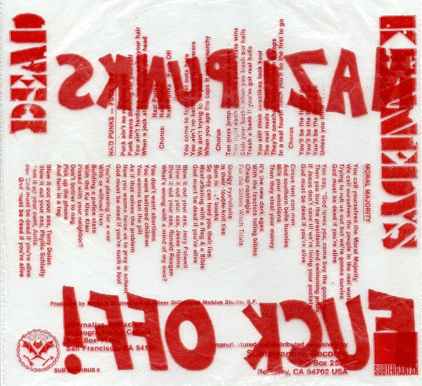 Dead Kennedys : Nazi Punks Fuck Off! / Moral Majority (7", Single, RP, P.O)